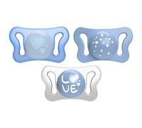 Chicco PhysioForm Micrò Lightweight Baby Pacifier with Mini Benefit, Ergonomic Shape, Supports Proper Development of the Mouth, 0-2 Months, Pack of 2, Light Blue
