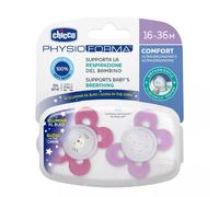 Chicco Physio Comfort Night Succhietto in Silicone 16-36 MESI Bambina 2 Pezzi