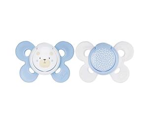 Chicco PhysioForma Comfort Pacifier 2-6 Months, Baby Pacifier with Silicone Teat, Supports Physiological Breathing and Proper Oral Development, Blue in Assorted Colors, 2 Pack