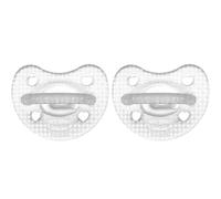 Chicco PhysioForma Luxe Silicone Soothers 2-6 Months, Soft and Gentle, Supports Physiological Breathing and Promotes Proper Mouth Development, Pack of 2, Transparent