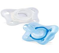 Chicco PhysioForma Mini Rubber Lumi Silicone 2-6 Months, 2 Pieces, Support Physiological Breathing and Promoting The Proper Development of The Mouth, Glow in The Dark, Neutral
