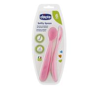 Chicco Quality Soft Silicone Gentle Spoon 6m+ 2 Pack for Babies 6 Months and Up