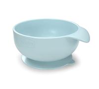 Chicco Silicone Bowl with Suction Cup for Babies, Durable, Easy to Clean Semi-Liquid Food Plate with Ergonomic Handle - 6 Months, Light Blue