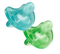 Chicco Soft ergonomic pacifier in silicone x 2, blue / green, 16-36 months