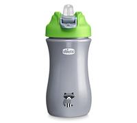 Chicco Soft Spout Sippy Cup 18+ Months, 12oz Toddler Water Bottle with No-Spill Design, Easy-Grip Handle, BPA Free, Green/Silver