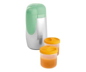 Chicco Stay Warm Stainless Steel Baby Food and Baby Bottle with 2 Containers, Food & Drink Thermos, Keeps Temperature Up to 5 Hrs, BPA Free Vacuum Flask, 0+ Months