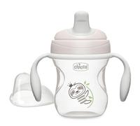 Chicco Trainer Sippy Cup 6+ Months, 7oz Baby Training Cup with Bite-Resistance Semi-Soft Spout, Easy Grip Removable Handles, Measurement Markings, BPA-Free, Grey