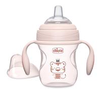 Chicco Transition Sippy Cup for Babies 4+ Months, 7oz Training Cup with Soft Silicone Spout, Easy Grip Removable Handles, Measurement Markings, BPA Free, Blush