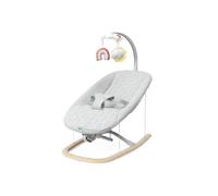 Chicco Zen Wave Rocker with Natural Rocking Motion, Suitable from Birth to 9kg, Detachable Toy Bar Including 3 Toys, Compact Slim Fold, Wooden Grey