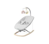 Chicco Zen Wave Rocker with Natural Rocking Motion, Suitable from Birth to 9kg, Detachable Toy Bar Including 3 Toys, Compact Slim Fold, Wooden Grey