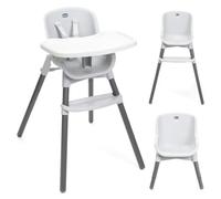 Chicco Zest 3-in-1 Folding Highchair, Toddler Chair & Stool, Moon Grey | 3-in-1 Folding Highchair, Toddler Chair & Youth Stool, Removable Tray, 5-Point Harness, 6 Months to 40kg