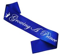 Chicelite Growing A Prince Sash,Baby Shower decorations Sash,New Mom or Dady Gifts Baby Shower Party Gender Reveals Party Gifts Silver Foil