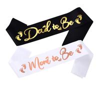 Chicelite Momma To Be & Daddy To Be Baby Shower Sash Bundle - Girl or Boy Baby Shower Party Decorations,Mommy Supplies Gender Reveal(Black Gold&White Rose Gold)