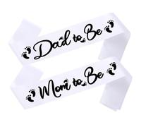 Chicelite Momma To Be & Daddy To Be Baby Shower Sash Bundle - Girl or Boy Baby Shower Party Decorations,Mommy Supplies Gender Reveal(White Black)