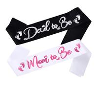 Chicelite Momma To Be & Daddy To Be Baby Shower Sash Bundle - Girl or Boy Baby Shower Party Decorations,Mommy Supplies Gender Reveal(Black Silver&White Pink)