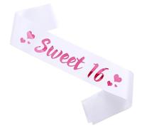 Chicelite Sweet 16 Birthday Girl Sash,White with Foil Pink Letters-Birthday Sash for Women, Sweet 16 Birthday Sash for Girls Funny Birthday Party Favors Supplies