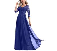 ChicFash Mother of The Bride Dresses Lace Long Formal Evening Gowns 3/4 Sleeves Plus Size Evening Dress Sequins Royal Blue
