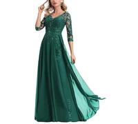 ChicFash Mother of The Bride Dresses Lace Long Formal Evening Gowns 3/4 Sleeves Plus Size Evening Dress Sequins