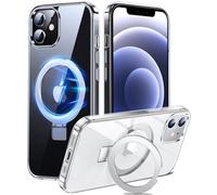 Chicfun 3-in-1 [Magnetic+KickStand+Ring Holder] for iPhone 12/12 Pro Case, Compatible with MagSafe, for iPhone 12/12Pro Case with Stand Military Shockproof Silicone Protective Magnetic Cover Clear