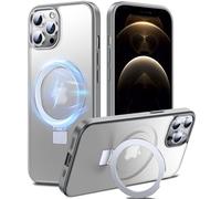 Chicfun 3-in-1 [Magnetic+KickStand+Ring Holder] for iPhone 12 Pro Max Case, Compatible with MagSafe, for iPhone 12Pro Max Case with Stand Military Shockproof Silicone Protective Magnetic Cover Grey