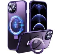 Chicfun 3-in-1 [Magnetic+KickStand+Ring Holder] for iPhone 12 Pro Max Case, Compatible with MagSafe, for iPhone 12Pro Max Case with Stand Military Shockproof Silicone Protective Magnetic Cover Purple