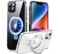 Chicfun 3-in-1 [Magnetic+KickStand+Ring Holder] for iPhone 13/14 Case, Compatible with MagSafe, for iPhone 13/14 Case with Stand Military Shockproof Silicone Protective Magnetic Cover Clear