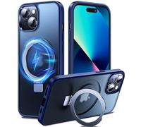 Chicfun 3-in-1 [Magnetic+KickStand+Ring Holder] for iPhone 13/14 Case, Compatible with MagSafe, for iPhone 13/14 Case with Stand Military Shockproof Silicone Protective Magnetic Cover Blue