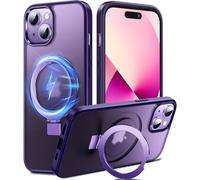 Chicfun 3-in-1 [Magnetic+KickStand+Ring Holder] for iPhone 13/14 Case, Compatible with MagSafe, for iPhone 13/14 Case with Stand Military Shockproof Silicone Protective Magnetic Cover Purple