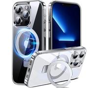 Chicfun 3-in-1 [Magnetic+KickStand+Ring Holder] for iPhone 13 Pro Case, Compatible with MagSafe, for iPhone 13 Pro Case with Stand Military Shockproof Silicone Protective Magnetic Cover Clear