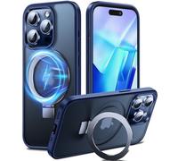 Chicfun 3-in-1 [Magnetic+KickStand+Ring Holder] for iPhone 15 Pro Case, Compatible with MagSafe, for iPhone 15 Pro Case with Stand Military Shockproof Silicone Protective Magnetic Cover Blue