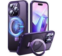 Chicfun 3-in-1 [Magnetic+KickStand+Ring Holder] for iPhone 15 Pro Case, Compatible with MagSafe, for iPhone 15 Pro Case with Stand Military Shockproof Silicone Protective Magnetic Cover Purple