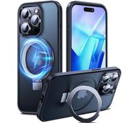 Chicfun 3-in-1 [Magnetic+KickStand+Ring Holder] for iPhone 15 Pro Case, Compatible with MagSafe, for iPhone 15 Pro Case with Stand Military Shockproof Silicone Protective Magnetic Cover Black