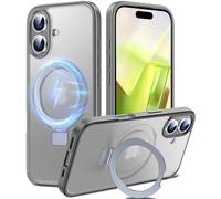 Chicfun 3-in-1 [Magnetic+KickStand+Ring Holder] for iPhone 16 Case, Compatible with MagSafe, for iPhone 16 Case with Stand Military Shockproof Silicone Protective Magnetic Cover Grey