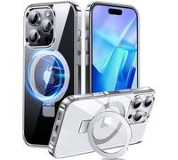 Chicfun 3-in-1 [Magnetic+KickStand+Ring Holder] for iPhone 16 Pro Max Case, Compatible with MagSafe, for iPhone 16 Pro Max Case with Stand Military Shockproof Silicone Protective Magnetic Cover Clear
