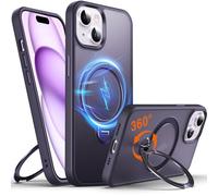 Chicfun 360° O-Ring MagStander for iPhone 15 Case with Magnetic Kickstand Ring Holder [Compatible with MagSafe][360°Rotate Stand Ring][Military Shockproof] Magnet iPhone 15 Phone Cover Matte Purple
