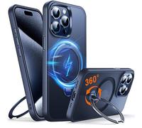 Chicfun 360° O-Ring MagStander for iPhone 15 Pro Max Case with Magnetic Kickstand Ring Holder [Compatible with MagSafe][360°Rotate Stand][Military Shockproof] iPhone 15 Pro Max Phone Cover Blue