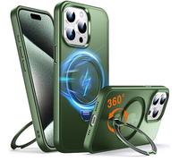 Chicfun 360° O-Ring MagStander for iPhone 15 Pro Max Case with Magnetic Kickstand Ring Holder [Compatible with MagSafe][360°Rotate Stand][Military Shockproof] iPhone 15 Pro Max Phone Cover Green