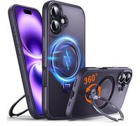 Chicfun 360° O-Ring MagStander for iPhone 16 Case with Magnetic Kickstand Ring Holder [Compatible with MagSafe][360°Rotate Stand Ring][Military Shockproof] Magnet iPhone 16 Phone Cover Matte Purple