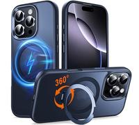 Chicfun 360° O-Ring MagStander for iPhone 16 Pro Case with Magnetic Kickstand Ring Holder [Compatible with MagSafe][360°Rotate Stand Ring][Military Shockproof] iPhone 16 Pro Phone Cover Matte Blue