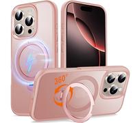 Chicfun 360° O-Ring MagStander for iPhone 16 Pro Max Case with Magnetic Kickstand Ring Holder [Compatible with MagSafe][360°Rotate Stand][Military Shockproof] iPhone 16 Pro Max Phone Cover Pink
