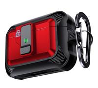 Chicfun Amour MagLock for AirPods Pro 2 Case Cover with Lock & Keychain, [360° Rugged Protective & Secure Magnetic LOCK Mechanism] Compatible with MagSafe AirPods Pro 2nd/1st Generation Case Red