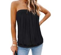 CHICGAL Women's Tube Tops Summer Casual Bandeau Tank Casual Strapless Blouse Off Shoulder Tunic Shirts, A solid black, XXXL