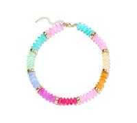 ChicGlowz Chunky Beaded Necklace For Women, Boho Resin Handmade Mint Green Bead Necklaces With Gold Spacer Beads Statement Dainty Cute Summer Beach Jewelry Gifts, L, Resin, No Gemstone