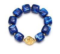 ChicGlowz Colorful Beaded Bracelets For Women, Boho Chunky Geometric Resin Square Beaded Elastic Bangles Summer Beach Stackable Statement Fashion Jewelry Gifts, L, alloy Resin, no gemstone