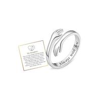 ChicGlowz Dad to Daughter Hug Ring | Engraved "Love, Dad" Adjustable Open Message Card Inspirational Birthday Graduation Jewelry Gift