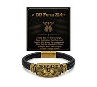 ChicGlowz DD-214 Veteran Honor Bracelet, Service and Sacrifice Memorial Wristband Patriotic Military Veteran Tribute Bracelets Veterans Military Families Jewelry Gift, L, Alloy Leather, no gemstone