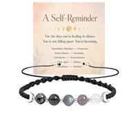 ChicGlowz Moon Phases Crystal Bracelet for Women, Self-Reminder Adjustable Natural Stone Mixed Gemstone Beaded Braided Cord Bracelet Spiritual Meditation Jewelry Gift, L, Nylon Stone, no gemstone