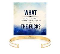 ChicGlowz What The Fck Bracelet, Enamel Engarved Inspirational Stainless Steel Hidden Message Cuff Motivational Women Man Jewelry Gift
