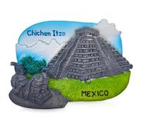 Chichen Itza Mexico Fridge Magnet - 3D Resin Travel Souvenir UNESCO World Heritage Site Collectible El Castillo Pyramid Design 7 x 4.8 x 2.1 cm
