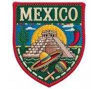 Chichen Itza Mexico Patch Embroidered Iron-on/Sew-on Badge (3 Inch) El Castillo Mayan Temple Travel Souvenir Tourist Emblem Gift Patches